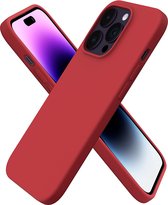 Compatibel met iPhone 14 Pro, hoes 6,1 inch 2022, siliconen case, ultradun, volledige bescherming, vloeibare siliconen telefoonhoes, bescherming voor iPhone 14 Pro, 6,1 inch 2022, rood