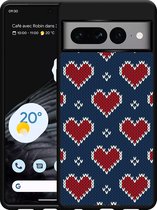 Google Pixel 7 Pro Hardcase hoesje Gebreide Hartjes - Designed by Cazy