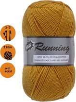 Lammy Yarns Running Sokkenwol - wol en acryl garen - oker geel(350) - 1 bol van 50 gram - pendikte 2 a 3 mm.