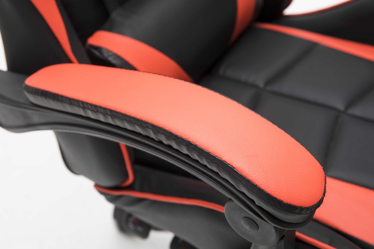 Afbeelding 2 van VDD Gaming - Gamestoel - Gamestoel met Voetsteun - Gamestoel Rood - Gaming Stoel - Bureaustoel gaming - Ergonomische Bureaustoel - Met Nekkussen & Verstelbaar Rugkussen - Met Voetsteun - Ergonomische Game Stoel - Draaistoel - Rood & Zwart