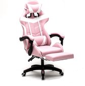Gamestoel voetsteun Cyclone tieners - bureaustoel - racing gaming stoel - roze wit