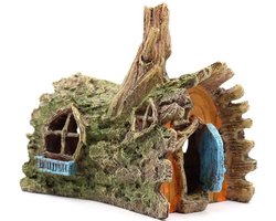 Dwergen Huisje Ornament voor Aquarium – 22825 cm - Realistisch - Onderwaterwereld - Vis Tank Decoratie - Sfeervol - Aquarium Ornament - Decoratief - Visvriendelijk - Dwergen Thema - Sprookjesachtig