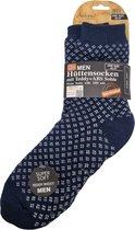 Antonio Heren Huissokken - Blauw - Antislip ABS - One Size (42-46) - Hüttensocken - Warme Huissokken - Kerstcadeau voor mannen