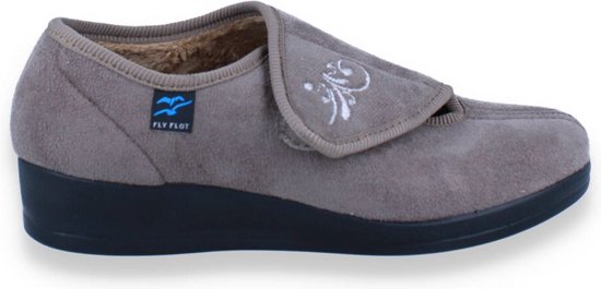 Fly Flot Pantoffels voor dames van stof met logo, schokabsorberend voetbed, pantoffels, 38 EU, Blauw, 38 EU