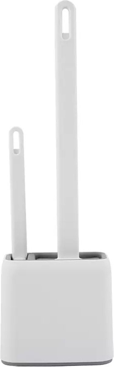 Essentials XL - Siliconen WC borstel - Met houder en ophangsysteem - Randreiniger - Wit
