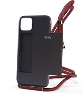 Hendy telefoonhoesje met koord - Sophisticated (ruimte voor pasjes) - Aubergine  - iPhone 13 Mini