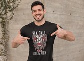 Rick & Rich - BLK SKLL Limited Series 07 van 07 - T-shirt Black Skull - T-shirt Skull Swords - T-shirt Schedel Zwaard- T-shirt met opdruk - Zwart T-shirt - T-shirt Man - Shirt met ronde hals - Zwart T-Shirt Maat 3XL