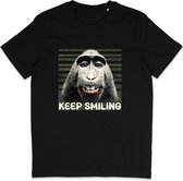 T Shirt Heren - Grappige Aap - Blijf Lachen - Zwart - Maat XL