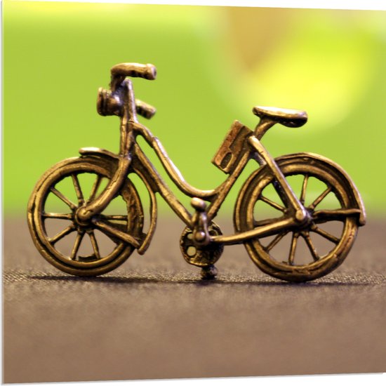 WallClassics - Acrylglas - Miniatuurbeeld van Gouden Fiets - 80x80 cm Foto op Acrylglas (Met Ophangsysteem)