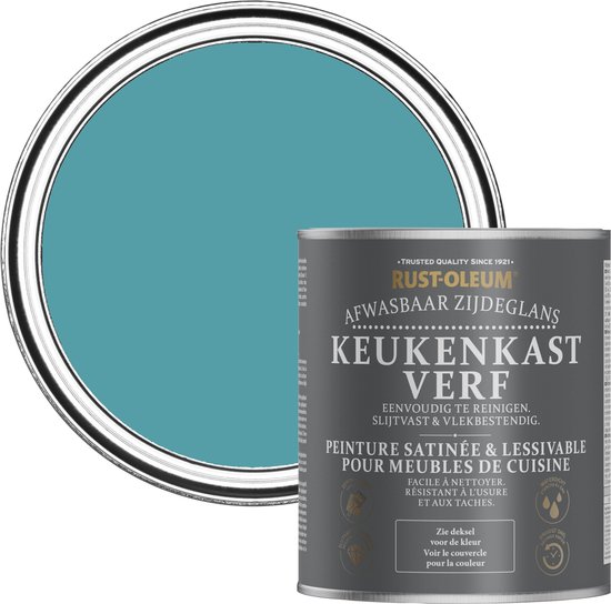 Rust-Oleum Blauw Peinture pour armoires de cuisine Brillant soyeux - Petrol 750ml