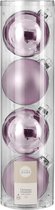 House of Seasons vier lila kerstballen glas D 10 cm