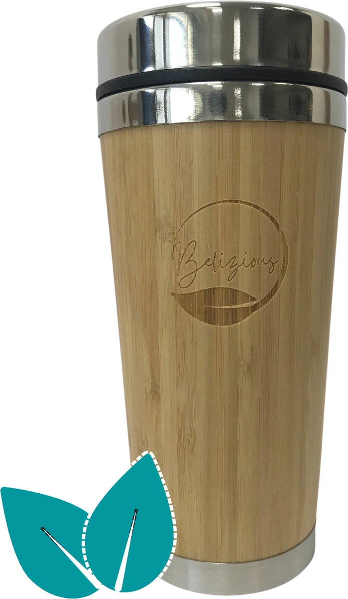 Belizious duurzame ecologische bamboe drinkbeker - koffie - thee - 450 ml