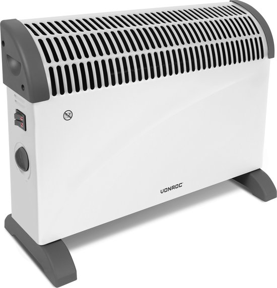 VONROC Elektrische kachel - Convectorkachel – 3 standen: 750W/1250W/2000W -  Regelbare... | bol