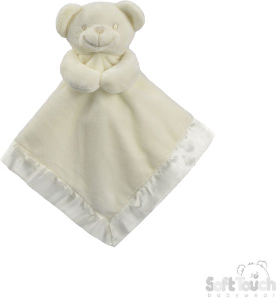 Soft Touch Knuffeldoekje Beertje Met Naam-persoonlijk kraamcadeau 38 x 38 Cm BC21 Kleur: Off White van Soft Touch — afbeelding 2