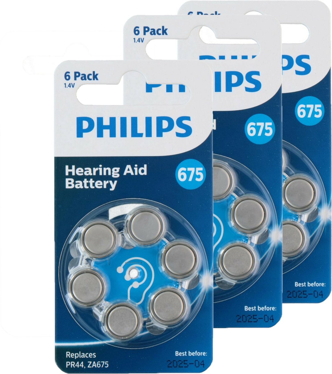 Philips - knoopcelbatterijen - 18x stuks - gehoorapparaat - ZA675B6A/00