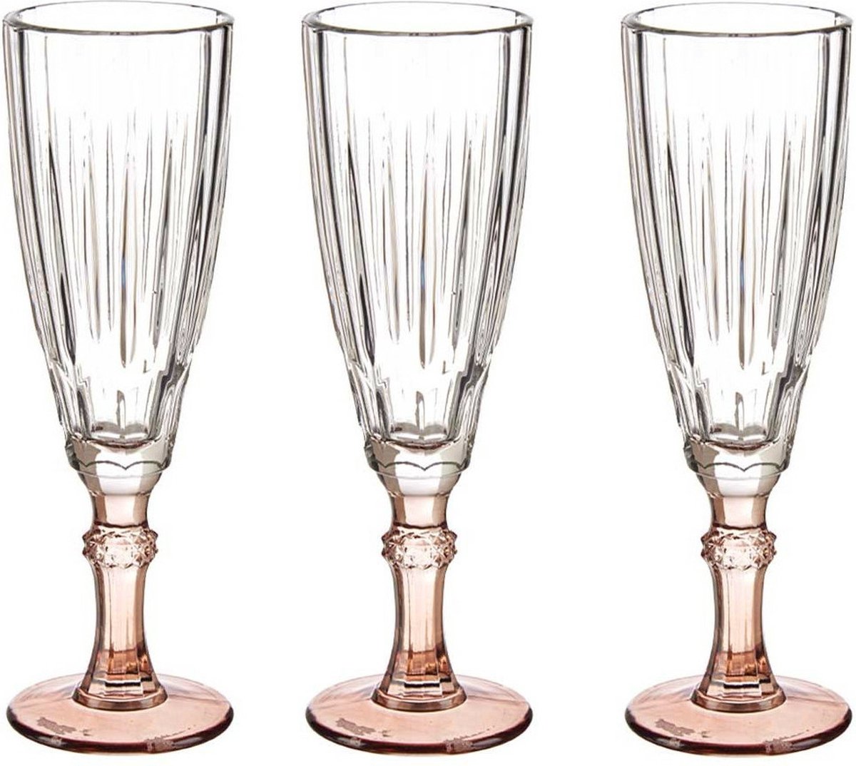 Vivalto Champagneglazen Exotic Collection - set 6x - oudroze voet - 170 ml - Champagne flutes