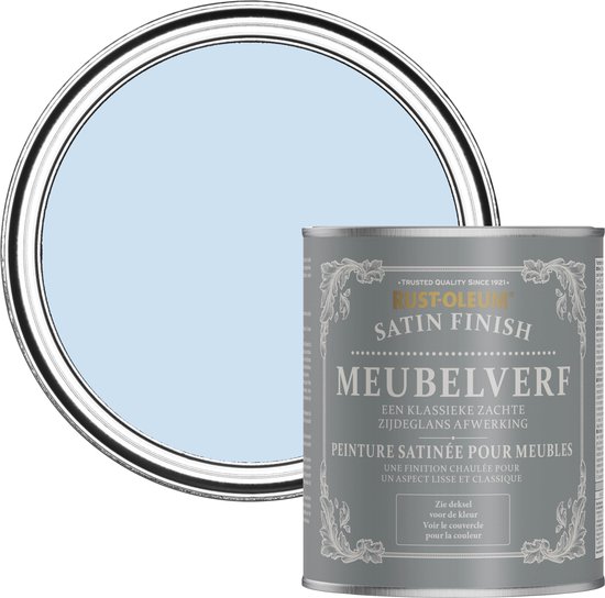 Foto: Rust oleum lichtblauw meubelverf zijdeglans poederblauw 750ml