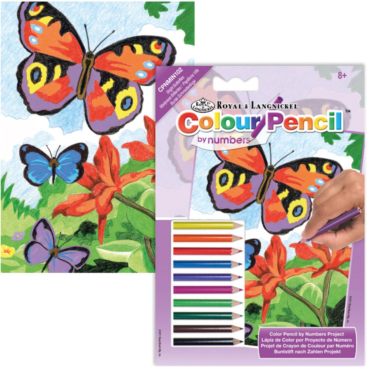 Kleuren op nummer - Kleuren op nummer voor volwassenen - Kleurrijke vlinders mini pakket 12.7 X 13.8 CM