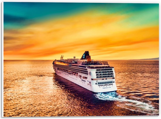 WallClassics - PVC Schuimplaat- Groot Cruiseschip op Water met Felle Lucht - 40x30 cm Foto op PVC Schuimplaat