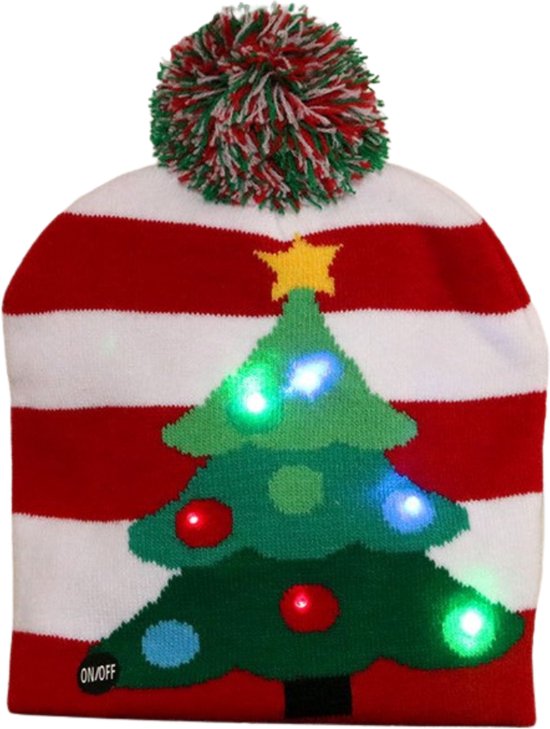 clins d'oeil | Bonnet de Noel avec sapin de Noël et lumières LED