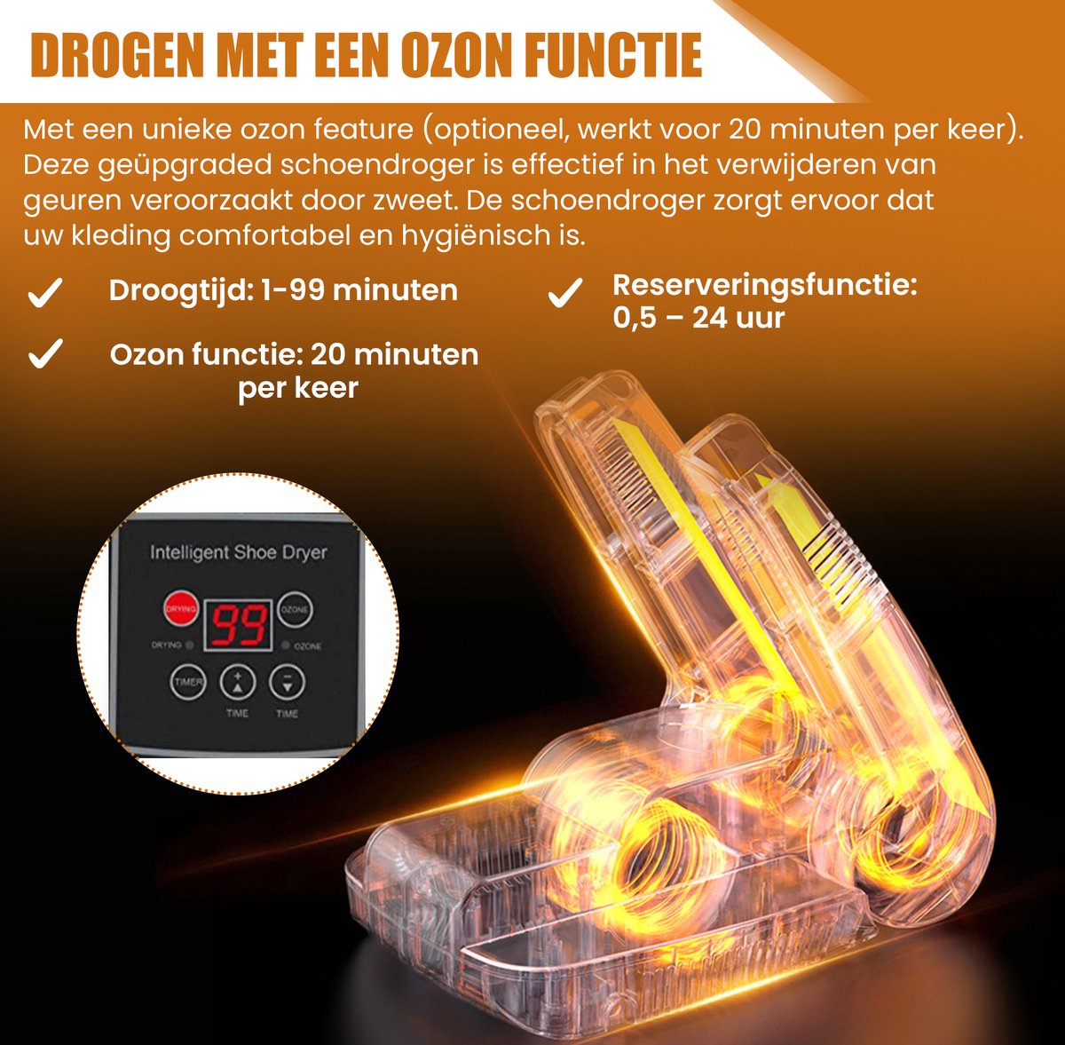 TibaGoods Premium Schoenendroger & Schoenverfrisser - Ozone Functie Schoendroger Droogfunctie Inclusief 10 Geurvreters Wit TibaGoods Premium Schoenendroger & Schoenverfrisser - Ozone Functie Schoendroger Droogfunctie Inclusief 10 Geurvreters Wit