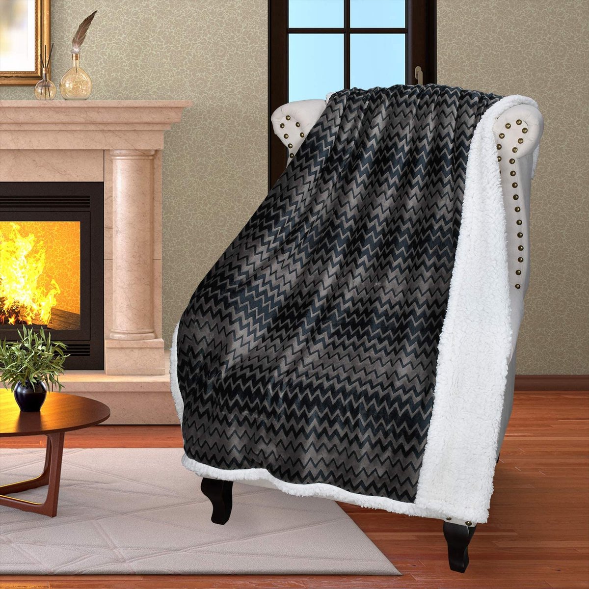 Catalonia Classy Sherpa-deken, dubbelzijdige fleece deken, eenpersoonsbed, extra dikke warme bankdeken, gezellige bankdeken voor alle seizoenen, vakanties/grijs, 150 x 130 cm