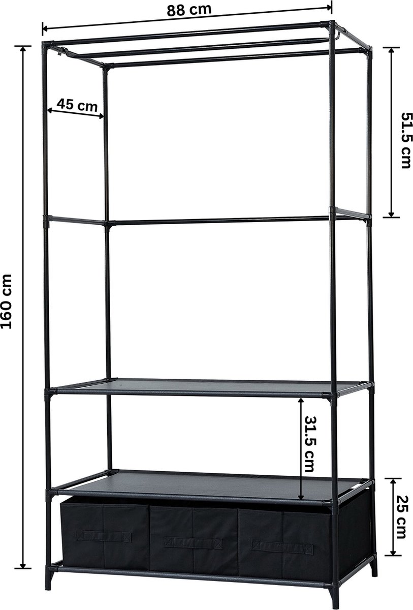 Lendo Online Armoire Pliable Armoire avec penderie Armoire de