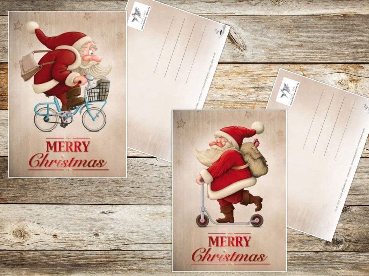 15 grappige kerstkaarten / set met 5 leuke kerstmannen / 5 motieven x 3