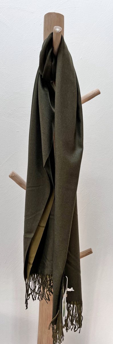 Lundholm Sjaal heren xl - hoogwaardige kwaliteit met kasjmier - cashmere sjaal groen olijf - mannen cadeautjes tip vaderdag kados | Scandinavisch design - Reykjavik serie