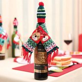 Wijnfles Decoratie Kerst - Kerstsjaal & Kerstmuts Decoratie - Wijn - Kerstcadeau - Kerst - Kerstdiner Decoratie