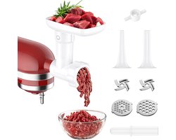 COFUN Vleesmolen-opzetstuk voor KitchenAid keukenmachine, vleesmolen voor Kitchenaid accessoires met maalschijf, worstvulhoorn, optionele accessoires voor KitchenAid blender