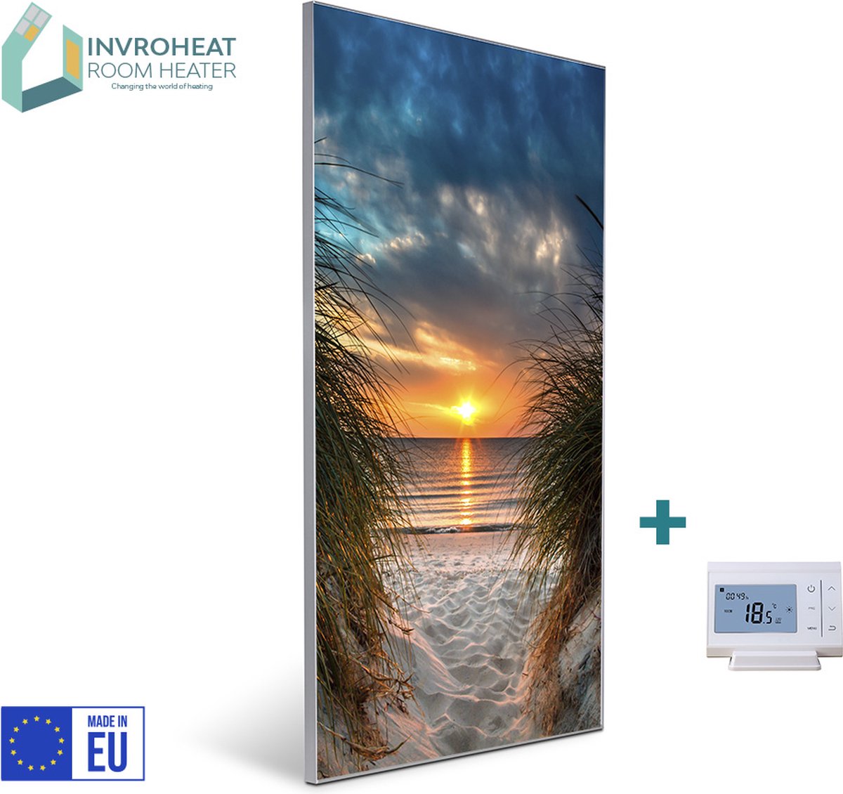 IHWS2022-2501-DIS - Infrarood paneel - 610x915mm - Sunset on Ibiza, Display thermostaat