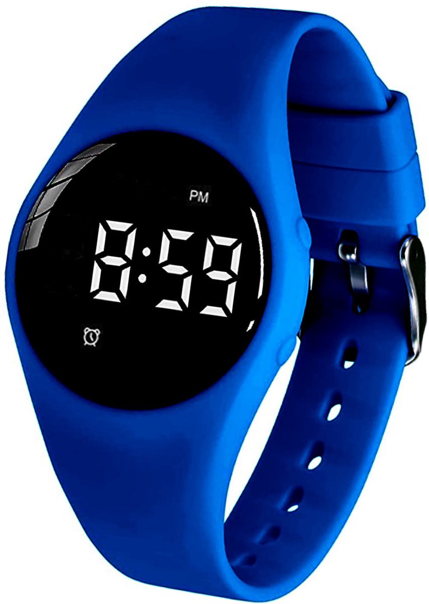 O15 Herinneringshorloge volwassenen – 15 alarmfuncties – discreet trilalarm – sporthorloge – blauw
