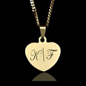 Ketting met letter - Titanium hartje graveren - cadeautje voor haar voor hem - Valentijnsdag cadeau - liefdes cadeau