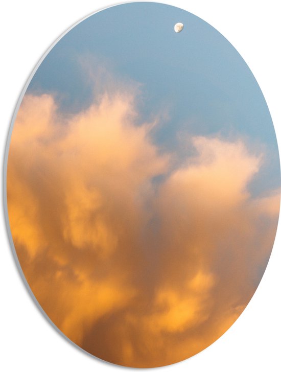 WallClassics - PVC Schuimplaat Ovaal - Oranje Wolken - 30x40 cm Foto op Ovaal  (Met Ophangsysteem)
