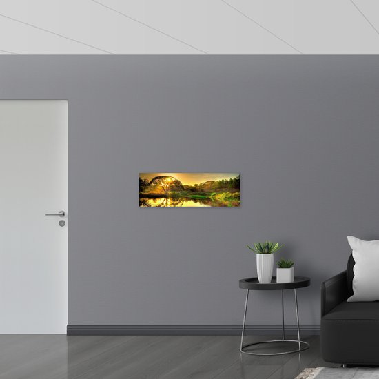 Acrylglas - Natuurlandschap bij Zonsondergang - 90x30 cm Foto op Acrylglas (Wanddecoratie op Acrylaat)