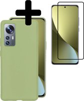 Hoesje Geschikt voor Xiaomi 12X Hoesje Siliconen Case Met Screenprotector - Hoes Geschikt voor Xiaomi 12X Hoes Siliconen - Groen