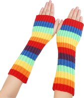 Winkrs - Vingerloze handschoenen Regenboog kleuren - Armwarmers/Polswarmers Acryl - Dames