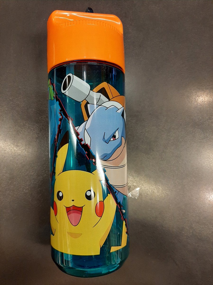 Gourde Aluminium Pokémon 500 Ml - Pikachu Et Charmander, Avec Paille, Pour école Et Sport