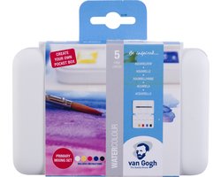 Van Gogh Aquarelverf pocket box primaire mengset | 5 halve napjes + 7 lege plekken