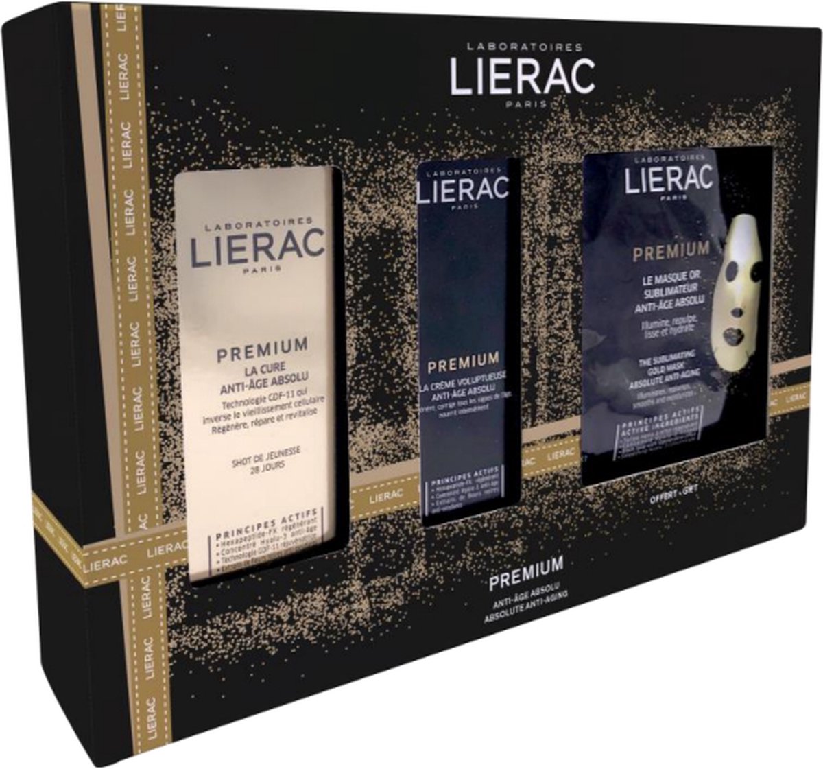 Lierac - Premium doos - Kerstcadeau - Anti veroudering 30ml - Weelderige gezichtscreme 30 ml - Gouden masker 20ml