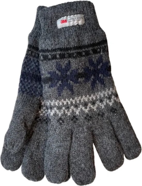 Heren handschoenen winter - Thinsulate voering - Noors motief blauw - One size
