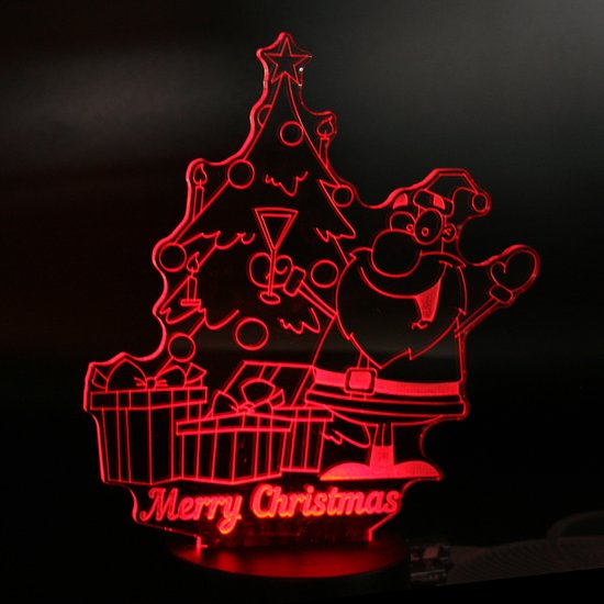 Nachtlamp 'Merry Christmas' - LED lamp - 3D Illusion - 7 kleuren en 4 effecten — afbeelding 5