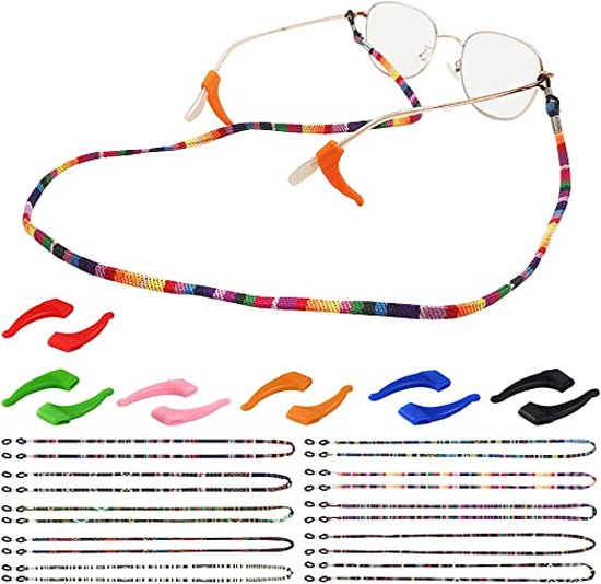 Lahviuu Brillenhouder riem, 5 stuks bril string bril koord zonnebril riem ketting brillen houder, dames bril kettingen & lanyards voor mannen kinderen (kleurrijk