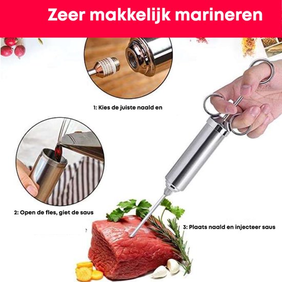 YUGN Marinade Injectiespuit Marinade Injector Vlees injectiespuit