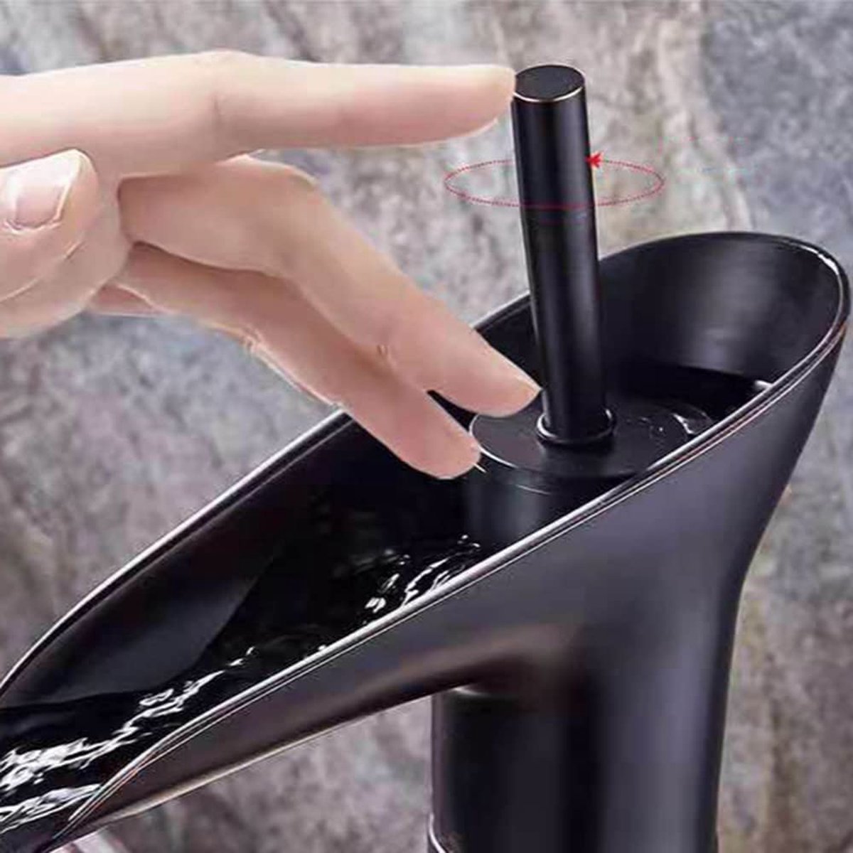 Waterval Kraan, Waterval Kraan Badkamer Zwart, Wijnglas Stijl Eengreeps