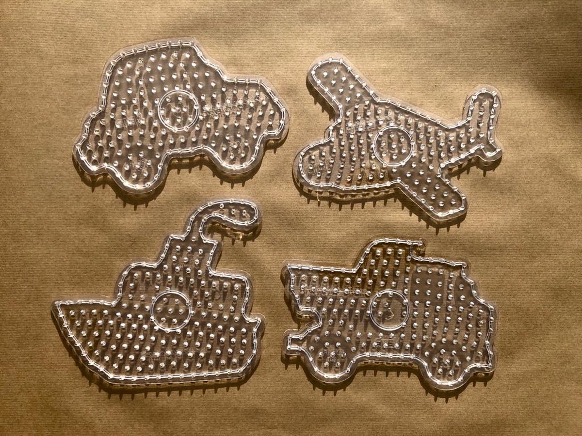 Set van 4 HAMA MAXI voertuigen grote strijkkralen vormpjes / figuur / grondplaat (auto, boot, vliegtuig, truck / vrachtwagen, transport) voor extra grote strijkparels, creatief cadeau voor kleine kinderen / peuters / kleuters, kinderfeestje! — cadeau in Spellen & Speelgoed - foto 2