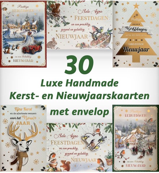 Grappige kerstkaarten set met enveloppen - 10 panoramakaarten voor het