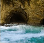 WallClassics - Poster Glossy – Cave at Sea - 50x50 cm Photo sur Papier Poster avec Finition Brillante