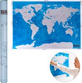 Triple J - Carte du Wereldkaart à Scratch - Carte du monde à gratter - Blauw